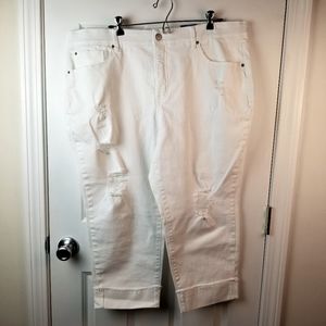 Terra & Sky Womens White Jean Capris Size 20W